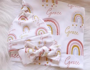 Cotton <b>Swaddle</b> <b>Blanket</b> With Rainbow Pattern Wearable Soft Baby Wrap For <b>Newborns</b> <b>Swaddle</b> <b>Blanket</b> - Product Image 6