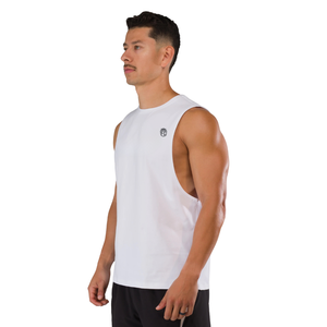 Camiseta sin mangas para hombre, corte ajustado, para gimnasio, entrenamiento, chaleco deportivo ligero, ropa deportiva atlética, color blanco - Product Image 2