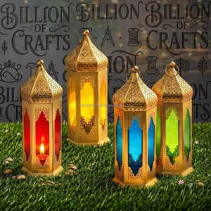 Lanterne en métal marocaine faite à la main, décoration islamique pour la maison, porte-bougie, collection de cadeaux pour Ramadan et Eid - Product Image 3
