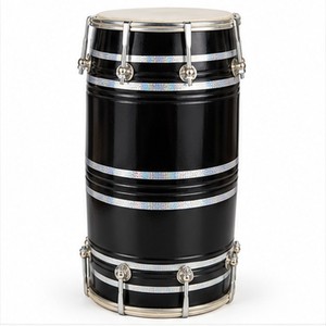 Dhol Punjabi Noir Élégant avec Accents Argentés Réfléchissants, Tambour Indien Traditionnel à Double Tête pour Événements Musicaux Culturels - Product Image 2