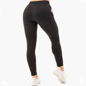 <b>Women's</b> Pink High Waist <b>Jogger</b> Pants Full Length Drawstring Elastic Cuff <b>Skinny</b> Fit Solid Color Back Zip Pocket Autumn Wear - Product Image 2
