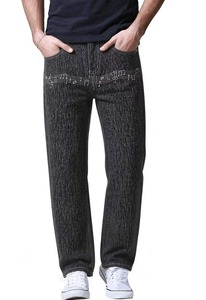 Pantalones vaqueros anchos negros para hombre al por mayor, con bordado, de cintura alta, estilo casual y urbano - Product Image 3