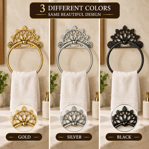 Vintage Filigree Crown Gold Brass <b>Towel</b> Ring Ornate Wall Mount <b>Hand</b> <b>Towel</b> Holder Royal Antique Style Bathroom Hardware Rack - Product Image 3