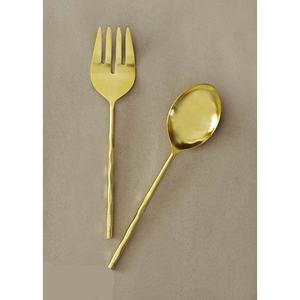 Café, té, utensilios chapados en oro con cuchara de ensalada dorada, cucharas para servir sopa de acero inoxidable, juegos de cubiertos - Product Image 4