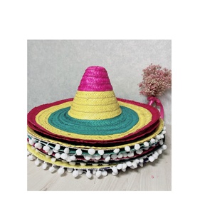 Authentic Mexican Straw <b>Sombrero</b> Adult Hat With Chinstrap 22 1/2 Inch Restaurant Party bar Beach Tour Corporate Team-Building - Product Image 4