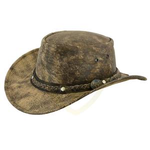Chapeaux de cowboy en cuir véritable, marron clair, style western, chapeau en cuir western personnalisé pour hommes - Product Image 3