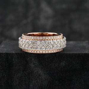 Anillo de Compromiso con Diamante Moissanite de Corte Redondo, Plata de Ley 925, Bañado en Rodio, Engaste Pavé, Estilo Geométrico Hiphop, Anillo para Mujer - Product Image 3