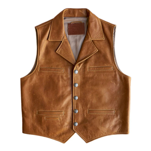 Latest Design Custom Made Men Leather Vest Jacket For Men New Design Winter Men's Clothing Leather Vest Jacket - Product Image 1