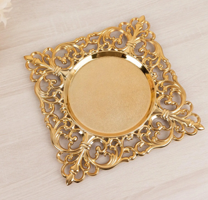 ถาดเสิร์ฟอาหารทรงสี่เหลี่ยมสีทองหรูหราสำหรับร้านอาหารและโรงแรม - Product Image 5