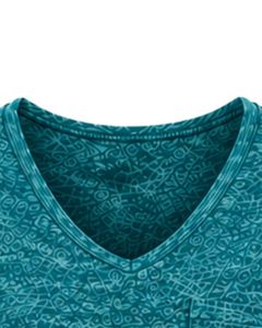 Camiseta de Mujer con Cuello en V, Diseño Abstracto Color Verde Azulado, Casual, Manga Corta, con Bolsillo, Ligera, Transpirable, Top de Verano a la Moda - Product Image 4