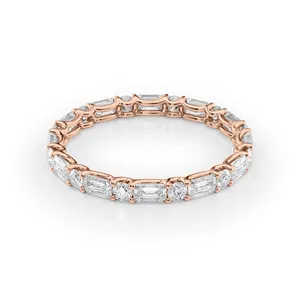 Anillo de Eternidad Calmorae con Diamantes Cultivados en Laboratorio, Alternando Esmeraldas y Corte Redondo en U, Certificado IGI - Product Image 4