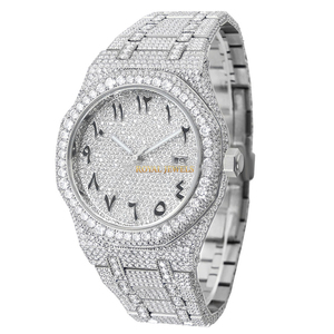 Reloj de Cuarzo con Moissanita, Correa de Acero Inoxidable, Esfera Analógica, Estilo Hip Hop, Reloj de Lujo para Hombre - Product Image 6