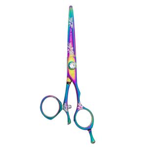 Rainbow Daisy Swivel 5,5 pulgadas japonés 440C cizalla de acero tijeras de peluquero de alta calidad salón de belleza instrumentos profesionales - Product Image 1