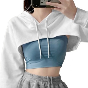 เสื้อมีฮู้ดผ้าฝ้ายผูกเชือกสำหรับผู้หญิงเสื้อโยคะเปิดไหล่ตกเสื้อฮู้ดกีฬาแบบแอกทีฟออกแบบได้ตามต้องการ - Product Image 6