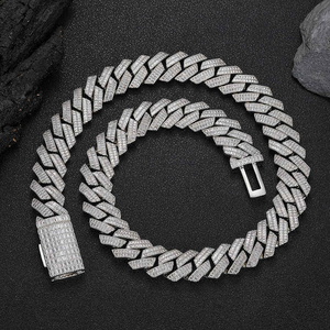 Premium Cuban <b>Chain</b> Diamond Necklace White Gold Finish Iced Out Hip Hop Jewelry Unisex <b>Rapper</b> Style <b>Chain</b> Gift for Men Women - Product Image 2