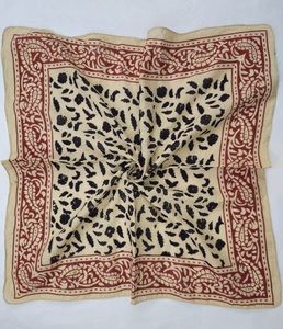 Block Printed Cotton Square Bandana Eco-Friendly Artisan Scarf Boho Hair Wrap Summer Travel <b>Beach</b> <b>Accessory</b> Geometric - Product Image 6