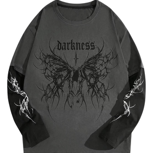 เสื้อยืดผู้ชายเทรนดี้แบบหนา แขนยาวสองชั้น เสื้อยืดสองชั้นสั่งทำได้ สไตล์ใหม่ เสื้อยืดแขนสองชั้นสำหรับผู้ชาย - Product Image 1