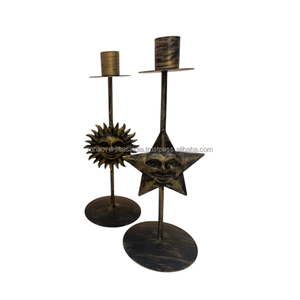 เชิงเทียนเหล็กชุบทองแบบโบราณพร้อมดีไซน์รูปดาวและดวงอาทิตย์เหมาะสำหรับทุกโอกาส - Product Image 5