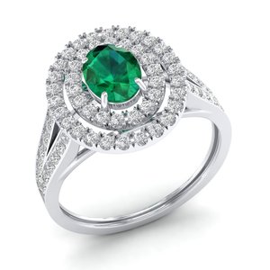 REYES 925 Sterling <b>Silver</b> Natural <b>Emerald</b> Gemstone Engagement <b>Rings</b> VVS Clarity Moissanite Anniversary Gift Fine Jewelry - Product Image 2