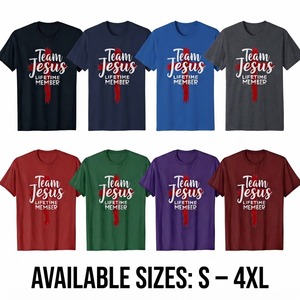 T-shirt Team Jesus personnalisé, tee-shirt de foi chrétienne, impression DTF DTG, vêtements pour le ministère de l'Église, vente en gros OEM ODM - Product Image 1