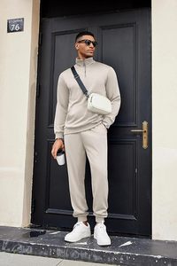 Men's Tracksuit 2 Piece Quarter Zip Sweatsuit <b>Sets</b> Casual Athletic Running Jogging Suits - Product Image 2