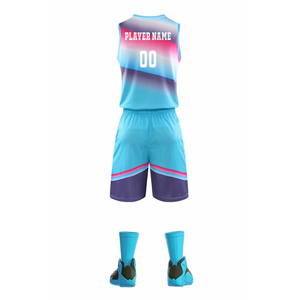 Conjunto de Camiseta de Baloncesto Unisex, Color Degradado, Sublimada, Absorbente de Humedad, 100% Poliéster, Corte Atlético, Nombre del Equipo en la Parte Delantera - Product Image 6