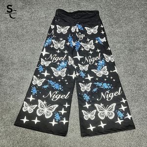 Jeans en denim à jambe large 100% coton biologique, entièrement brodés et personnalisables, taille haute, style streetwear vintage, avec service OEM ODM - Product Image 2