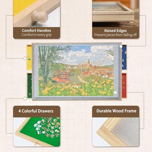 Tavolo per Puzzle Regolabile 35"*27.17" in Legno per 1500 Pezzi con Cassetti Portaoggetti e Gambe Inclinabili a 360 Gradi - Product Image 5