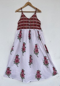 Vestido Maxi Boho para Mujer, Estampado Floral Blanco y Rosa, 100% Algodón Tejido, Cuello Cuadrado, Espalda Descubierta, Silueta en A, Informal de Oficina, para Uso Diario - Product Image 5