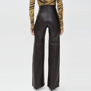 Pantalon en cuir pour femme 2026, taille haute, coupe droite et ample, style urbain, jambe large, excellente qualité - Product Image 3