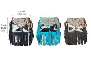 Sac à bandoulière en cuir véritable de vachette fait main de haute qualité avec franges florales découpées à la main, design personnalisé pour femmes - Product Image 2