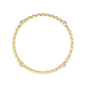 Yellow Gold Lab Grown Diamond <b>Infinity</b> Link Floral Station Bangle - Product Image 2