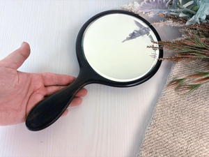 Handmade <b>Black</b> Wooden Handheld Vanity <b>Mirror</b> <b>Round</b> Makeup <b>Mirror</b> Natural Wood Handle Decorative Dressing <b>Mirror</b> Vintage Beauty G - Product Image 4