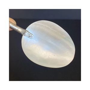 Heart-Shaped Mother of Pearl shell Spoon With Metal Handle Handmade Minimalist Design For Dessert Serving - Product Image 4