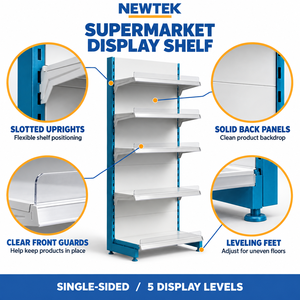 Vertical Metal Gondola <b>Shelf</b> 1-Tier Adjustable Freestanding Single-Sided Square Supermarket <b>Rack</b> Heavy Duty Powder Coated Quick - Product Image 3