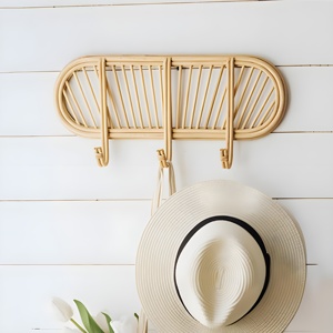 ที่แขวนผนังห้องครัวห้องนั่งเล่น คุณภาพสูง ทำจากหวาย ตะขอแขวนสไตล์โบโฮ - Product Image 6