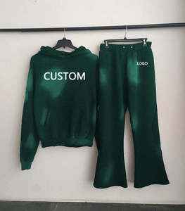 <b>Men</b> Casual Acid Wash Tracksuit High Quality Two Piece Baggy <b>Pullover</b> Hoodie Custom Eco-Friendly Heavyweight Oversized Sweatpants - Product Image 1