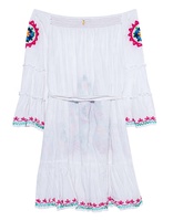 Celmia — robe courte bohème pour femmes, confort, sur mesure, jolie robe à épaules dénudées, Aari multicolores brodées, manches à volants, tunique, robe courte pour dames, été 2019