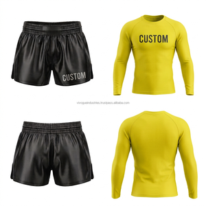 Shorts de boxe Muay Thai personnalisés de haute qualité, ensemble Rashguard, vêtements d'entraînement MMA, Spandex/Polyester, séchage rapide, extensible - Product Image 5