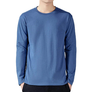 T-shirt décontracté pour homme, blanc, à manches longues, col rond, tricoté, coupe classique, couleur unie, en Spandex/Polyester, design uni, logo sur le devant - Product Image 6