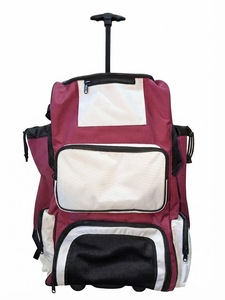 Rolling <b>Wheeled</b> 600D Nylon Baseball Equipment <b>Bag</b> with Spacious Catcher Bat Storage for Softball Training Outdoor Use - Product Image 1
