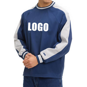 Veste coupe-vent tendance pour homme, bleue, avec logo brodé, légère, en polyester, résistante au vent, pour l'extérieur, décontractée, streetwear, OEM - Product Image 1