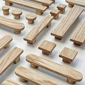 Wooden Kitchen Cabinet Handles <b>Knobs</b> <b>for</b> Cabinets Drawers <b>Dressers</b> & Wardrobes-Modern Europe Simple Design Easy Installation - Product Image 4