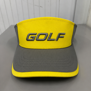 Injae Vina Golf Visor <b>Hat</b> Yellow Gray Embroidery 3D Logo Front Panel Unisex Outdoor Spring <b>Summer</b> Adjustable Sporty 6-Panel - Product Image 1