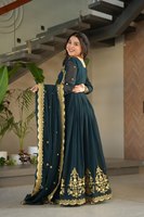 Tennecy Nuevo Conjunto de Vestido de Fiesta de Boda y Diwali de Diseñador con Dupatta, Completamente Cosido, de Georgette Sintética con Bordado de Hilo Zari y Lentejuelas