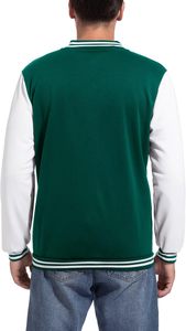 <b>Men</b> Pink <b>White</b> Varsity <b>Jacket</b> Casual Wool Polyester Stand Collar Covered Button Autumn Wear Embroidery Woven Windproof - Product Image 6