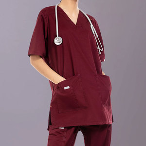 Hospital <b>Uniform</b> <b>Scrubs</b> Set Custom Logo Knitted Comfortable Lightweight Professional Medical Workwear for Healthcare Staff - Product Image 1