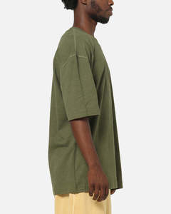 T-shirt en coton vert olive surdimensionné pour homme avec logo OEM personnalisé, manches courtes, col rond, coupe décontractée, pour un usage quotidien - Product Image 2