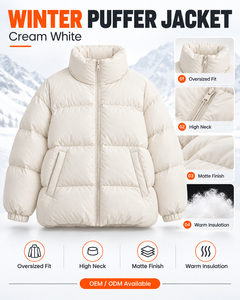 Women's Oversized White Puffer Jacket Winter Warm High Neck Quilted <b>Bubble</b> <b>Coat</b> Custom Logo OEM Wholesale Fashion Outerwear - Product Image 6