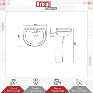 Venta al por Mayor de Artículos Sanitarios de Cerámica Blanca de Último Diseño, Lavabo con Pedestal para Uso en el Hogar y Hoteles a un Precio Accesible - Product Image 2